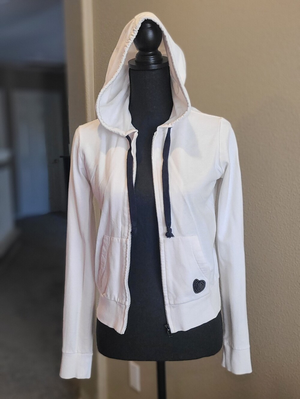 Anchor Blue White and Black Hoodie with Sequin Accents